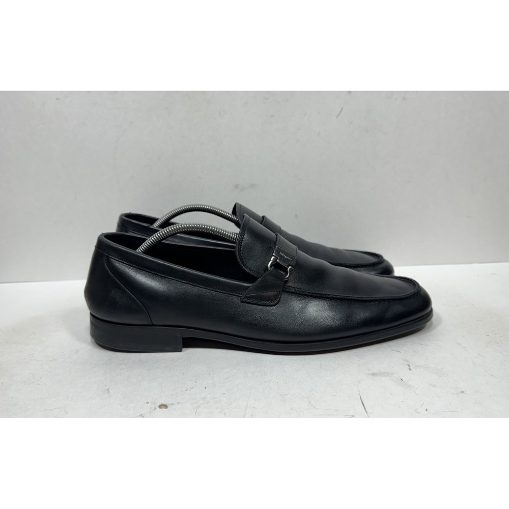 Salvatore Ferragamo Tangeri Black Leather Slip On Loafers Shoes Men's Size 11
